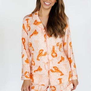 NWT** In My Sundays Lobster Trellis Long Sleeve & Short Pajama Set